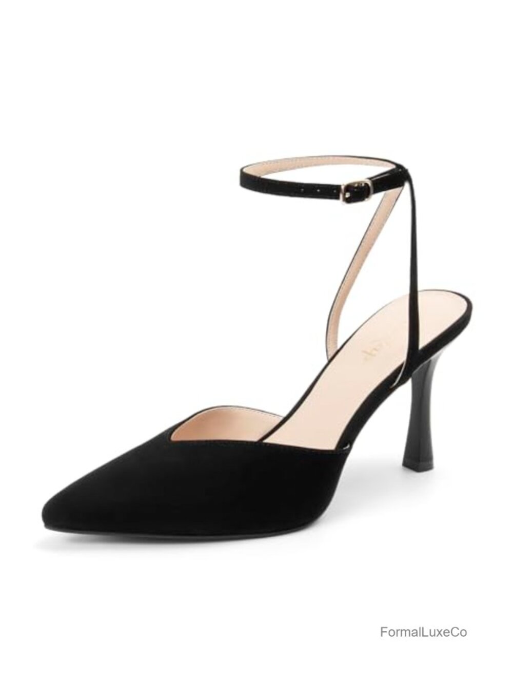Closed Pointed Toe Kitten Slingback Heels Ankle Strap Pumps Wedding Party